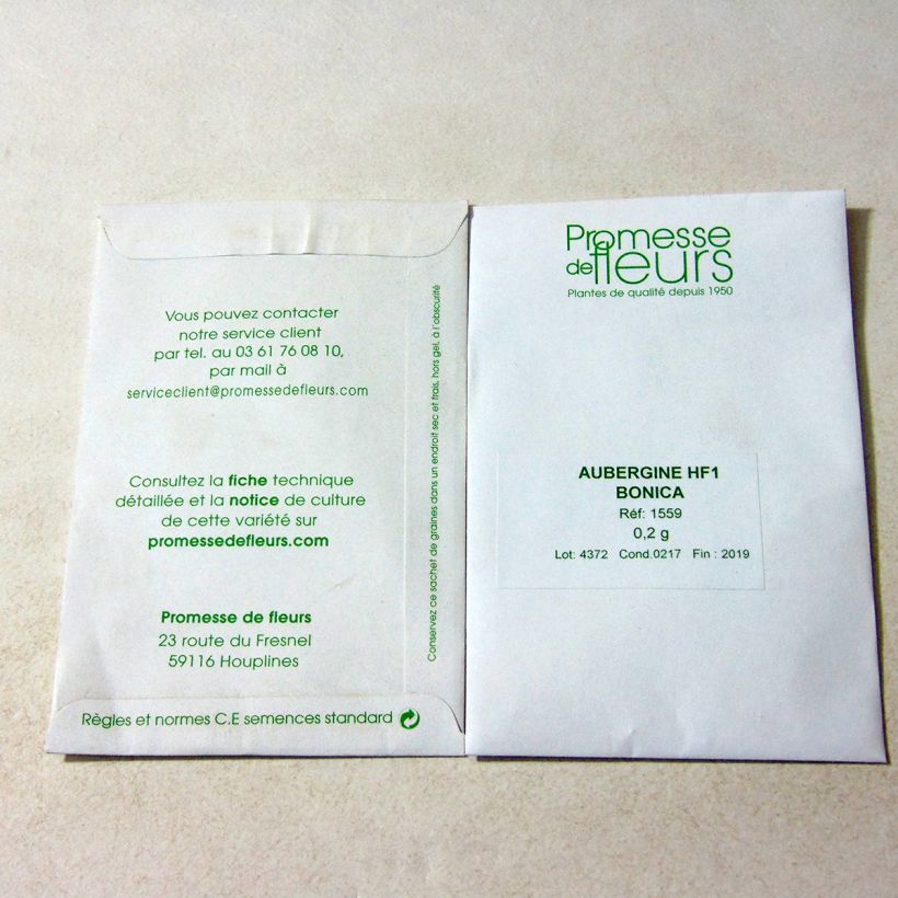 Exemplo de amostra de Aubergine Bonica F1  - Solanum melongena die Tüte mit 35 Samen (0,2g) tal como entregue