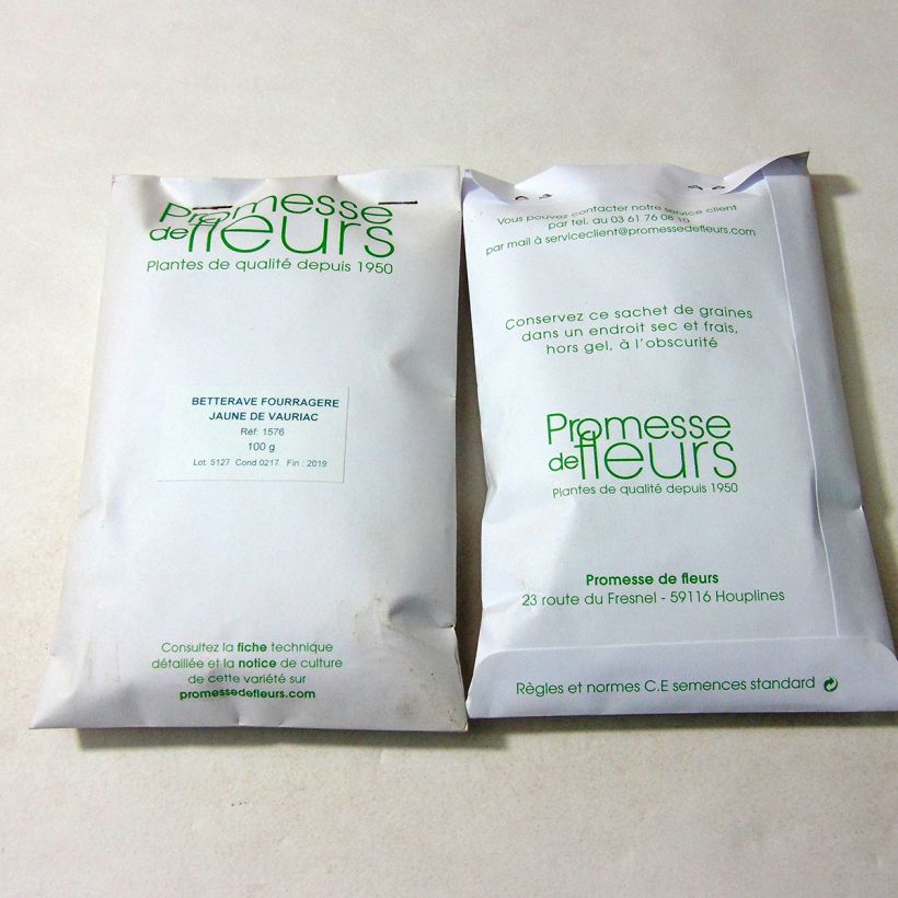 Exemplo de amostra de Betterave Fourragère Jaune de Vauriac per pack of 4000 seeds (100g) tal como entregue