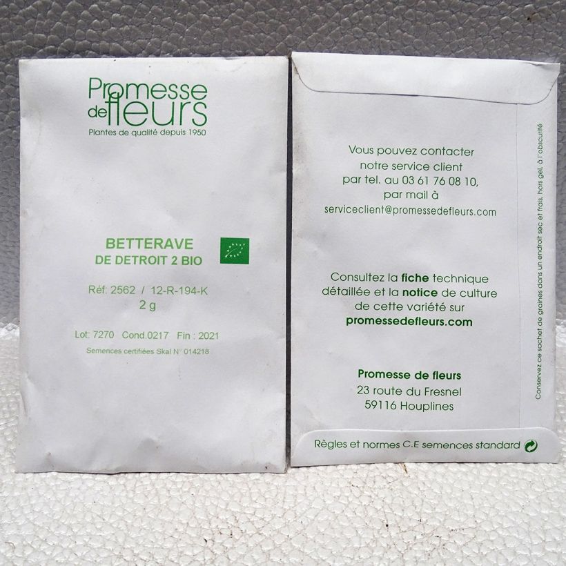 Exemplo de amostra de Betterave rouge de Détroit 2 Bio  die Tüte mit 200 Samen (4g) tal como entregue