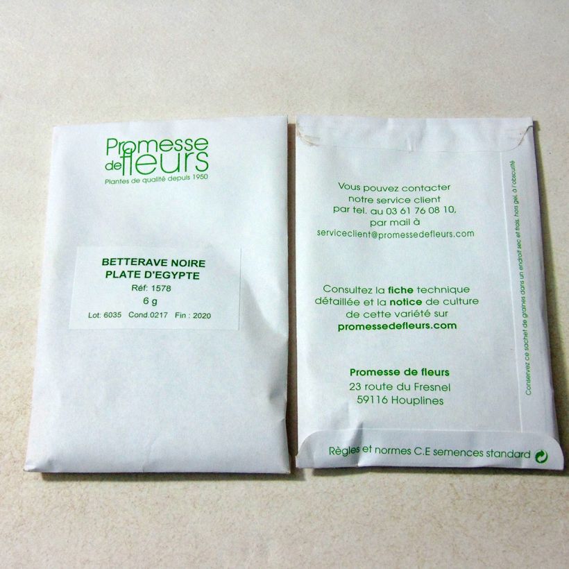 Exemplo de amostra de Betterave noire plate d'Egypte o saco de 250 sementes aproximadamente (6g) tal como entregue