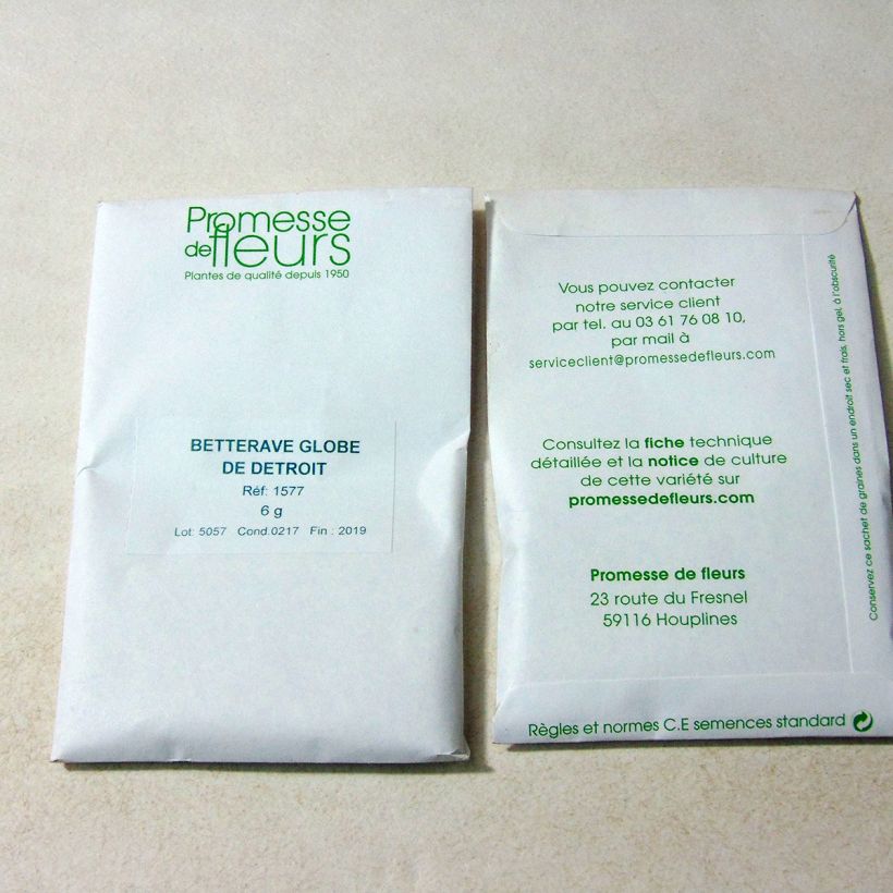 Exemplo de amostra de Betterave rouge de Detroit o saco de 250 sementes aproximadamente (6g) tal como entregue