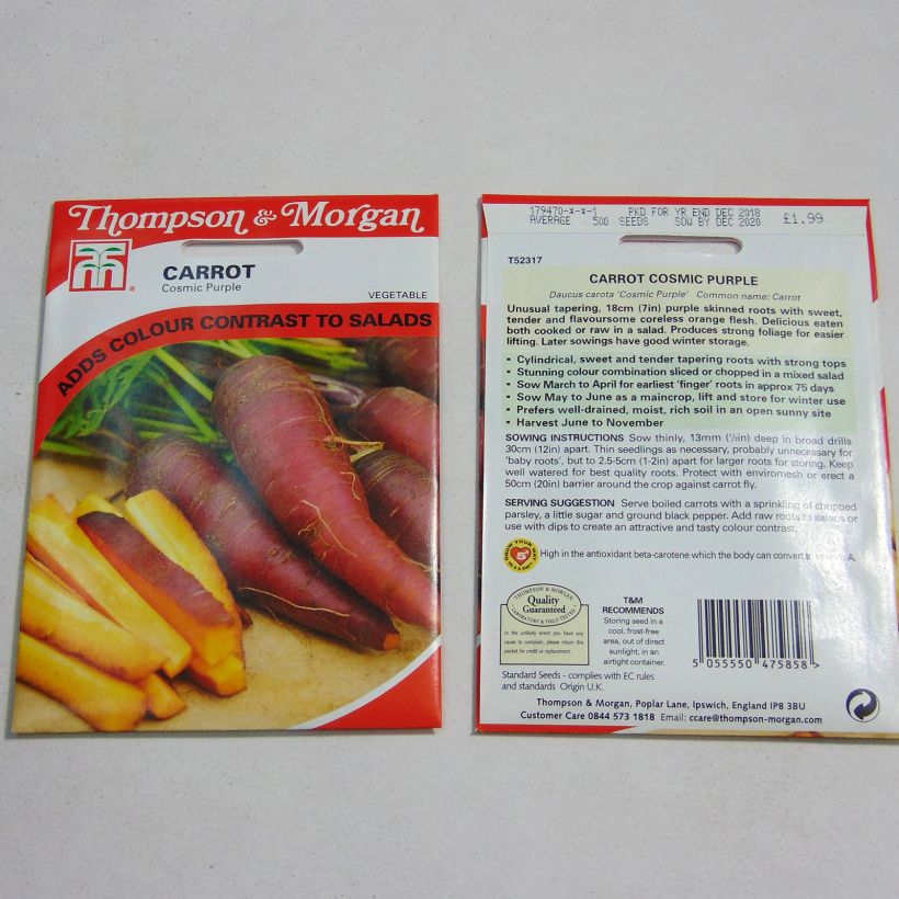 Exemplo de amostra de Carotte Cosmic Purple - AB- Daucus carota  die Tüte mit 500 Samen tal como entregue