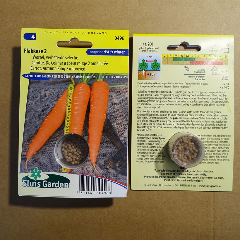 Exemplo de amostra de Carotte Jupiter (race type de Flakkée) - Graines enrobées per pack of 200 seeds - Coated seeds tal como entregue