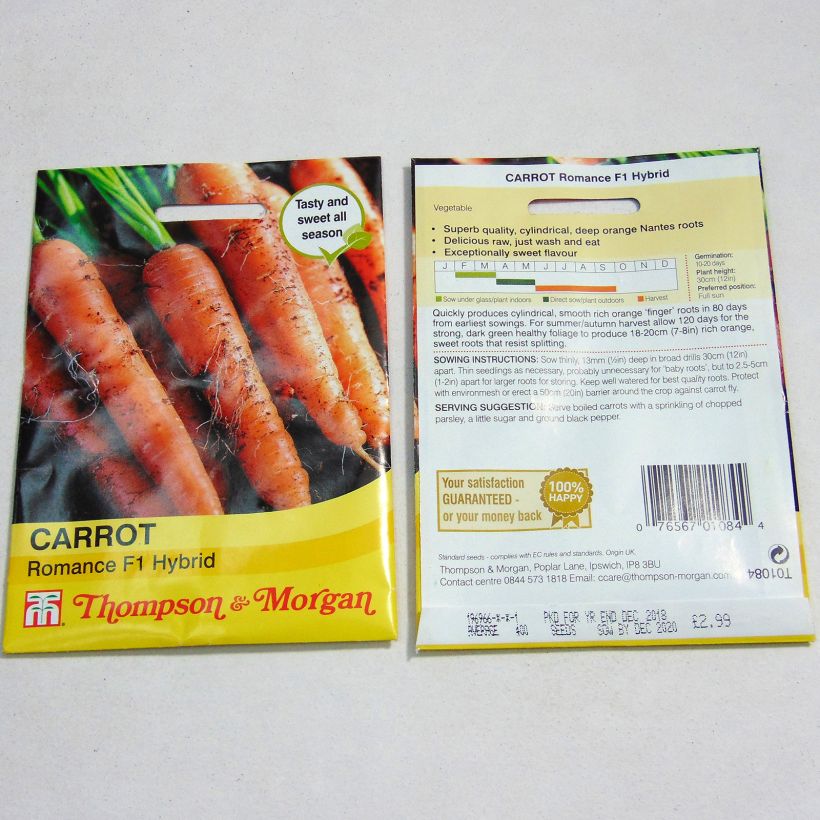 Exemplo de amostra de Carotte Romance - Daucus carota  per pack of 400 seeds tal como entregue