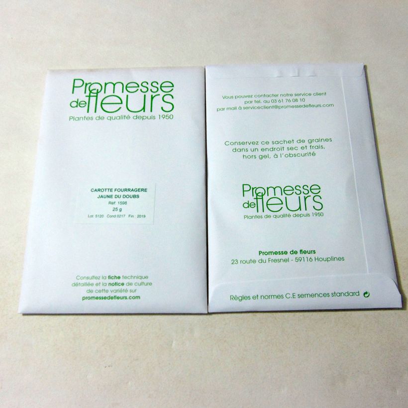 Exemplo de amostra de Carotte fourragère jaune du Doubs - Daucus carota per pack of 18000 seeds (25g) tal como entregue