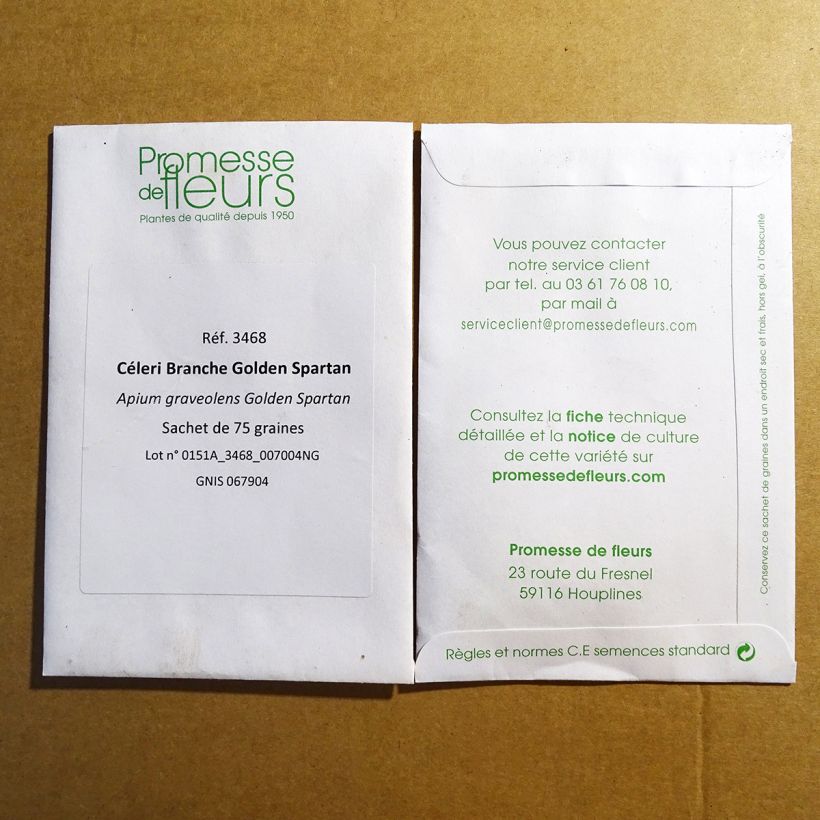 Exemplo de amostra de Céleri Branche Golden Spartan - Apium graveolens die Tüte mit 75 Samen tal como entregue