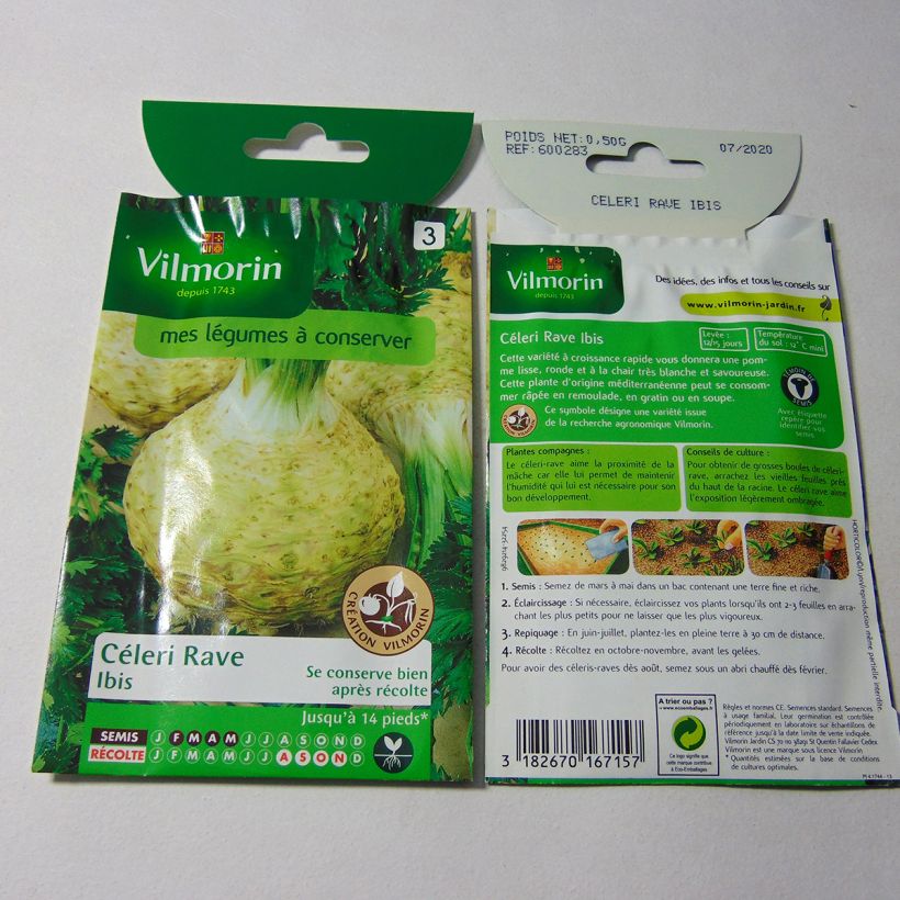 Exemplo de amostra de Céleri rave Ibis (remplace Niva) - Vilmorin per pack of 1250 seeds (0.5g) tal como entregue