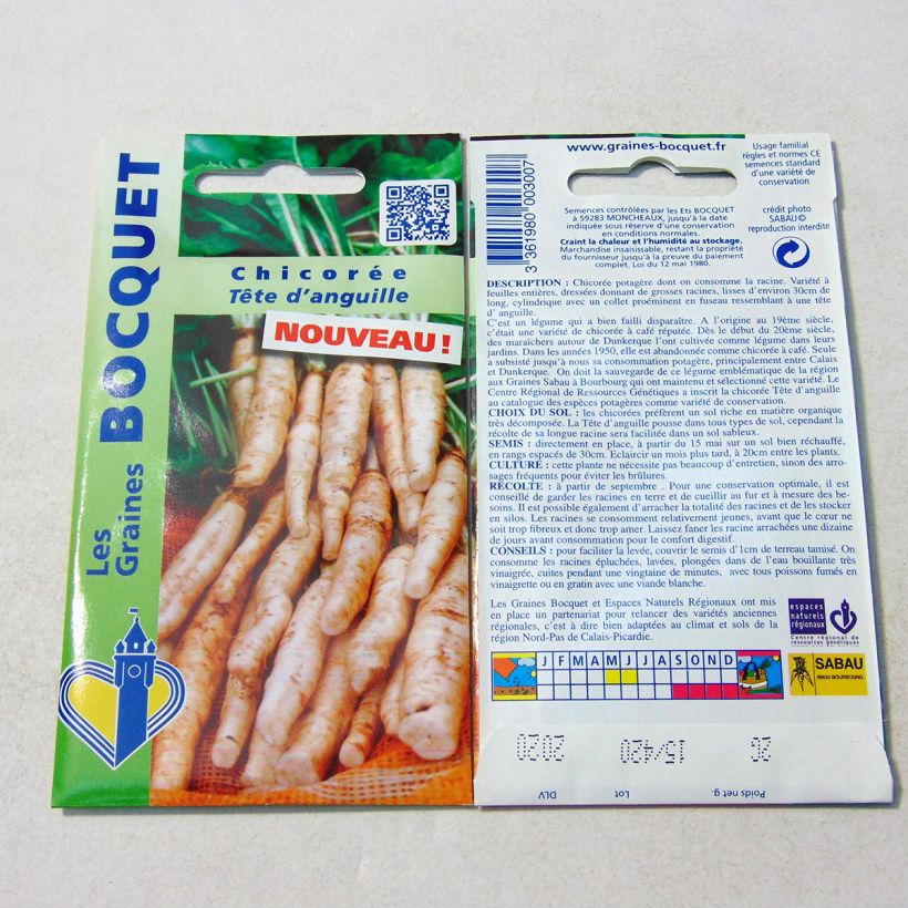 Exemplo de amostra de Chicorée à large feuille Tête d'Anguille per pack of 1200 seeds (2g) tal como entregue