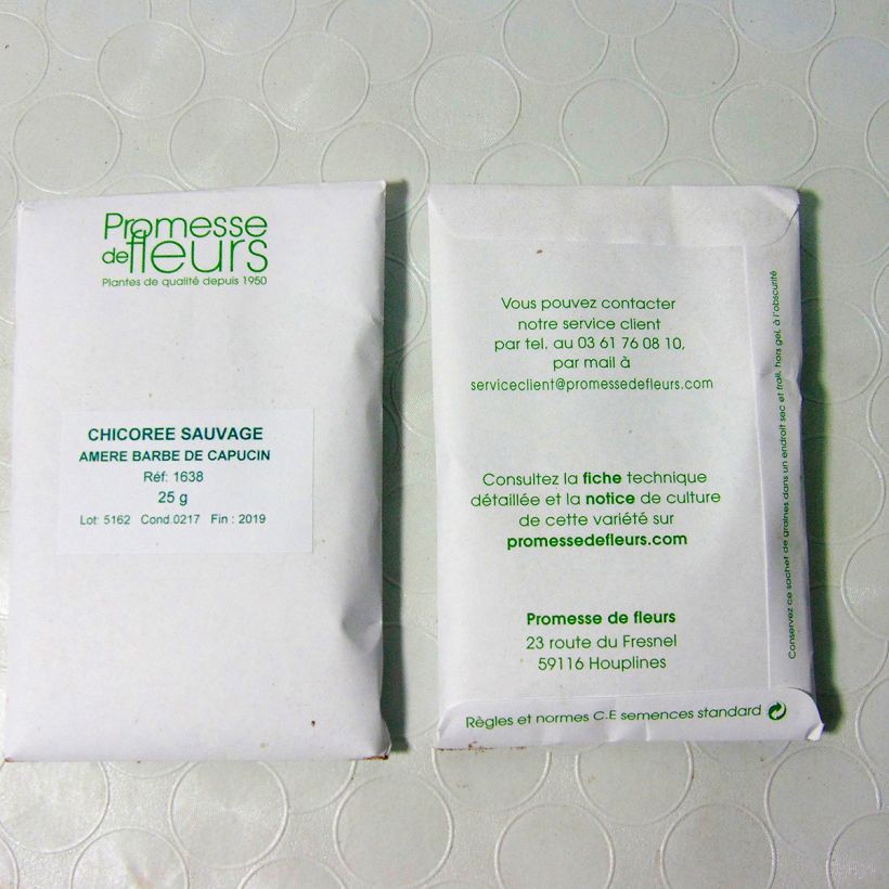 Exemplo de amostra de Chicorée sauvage amère Barbe de Capucin - Cichorium intybus per pack of 15000 seeds (25g) tal como entregue
