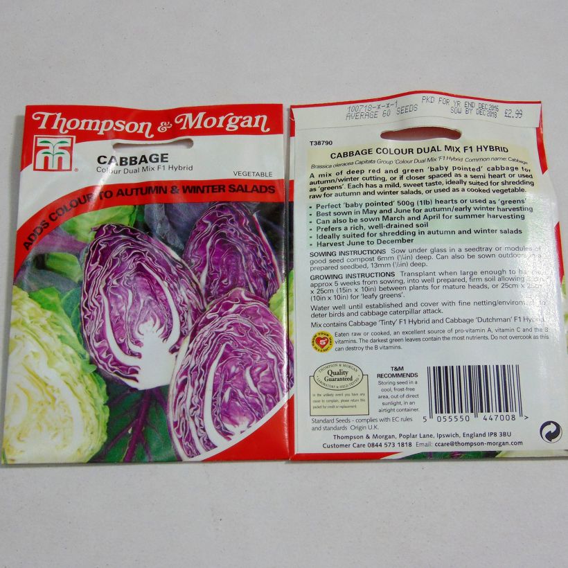 Exemplo de amostra de Chou Cabus Colour Dual Mix F1 per pack of 60 seeds tal como entregue