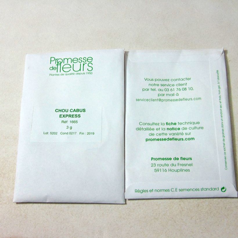 Exemplo de amostra de Chou Cabus Express o saco de 600 sementes aproximadamente (3g) tal como entregue