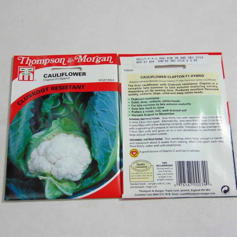 Exemplo de amostra de Chou-Fleur Clapton F1 per pack of 20 seeds tal como entregue