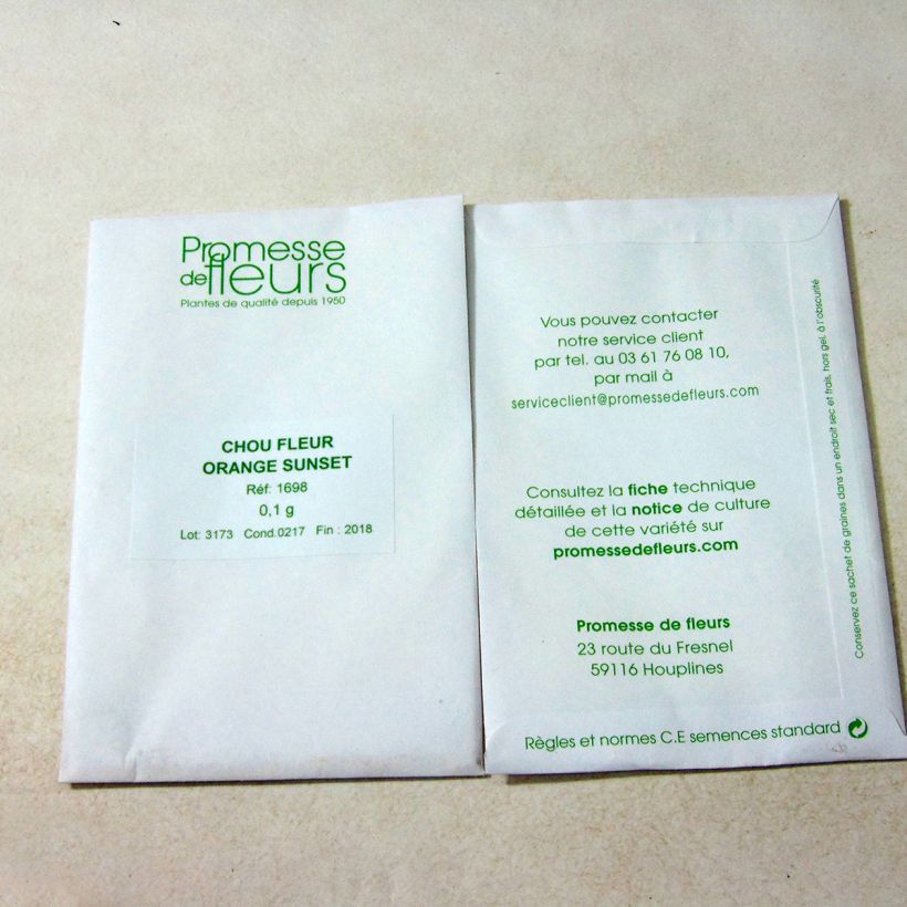 Exemplo de amostra de Chou-Fleur Orange Sunset F1 per pack of 20 seeds (0,1g) tal como entregue