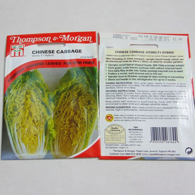 Exemplo de amostra de Chou de Chine Vitimo F1 die Tüte mit 35 Samen tal como entregue