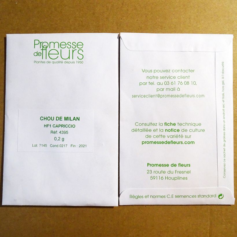 Exemplo de amostra de Chou de Milan Capriccio F1 per pack of 40 seeds (0,2g) tal como entregue