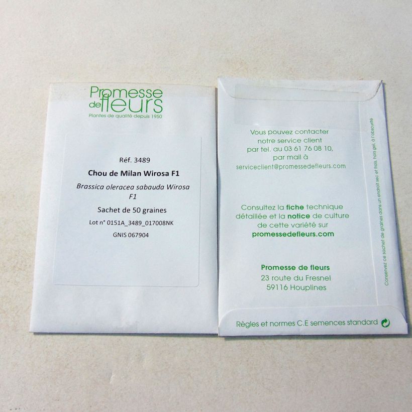 Exemplo de amostra de Chou de Milan Wirosa F1 per pack of 50 seeds tal como entregue