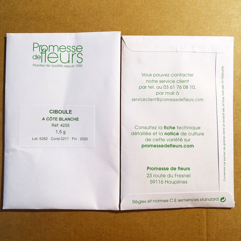 Exemplo de amostra de Ciboule à côte blanche - Allium fistulosum die Tüte mit 720 Samen (1.5g) tal como entregue