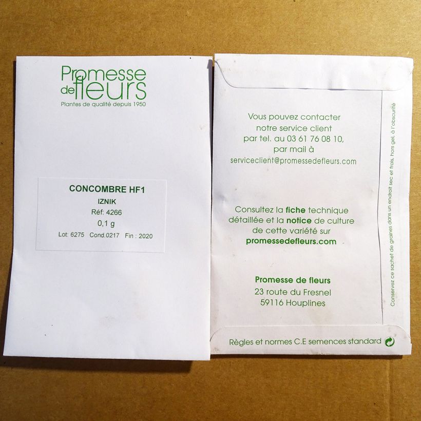 Exemplo de amostra de Concombre Iznik F1 - Concombre Snack per 0,1 g seed pack tal como entregue