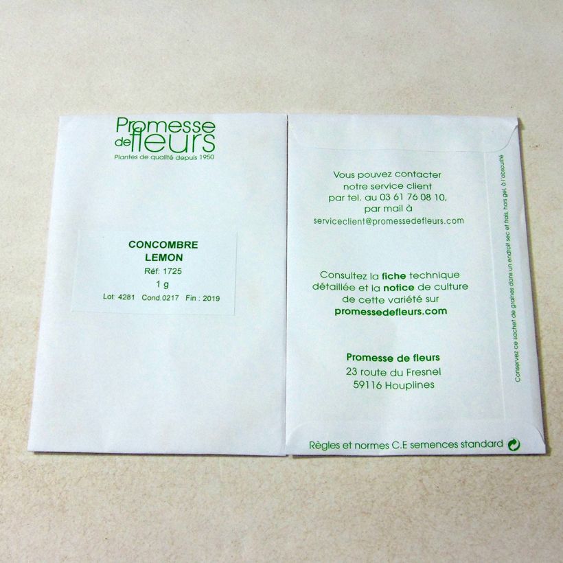 Exemplo de amostra de Concombre Lemon - Cucumis sativus o saco de 30 ? 40 sementes aproximadamente (1g) tal como entregue