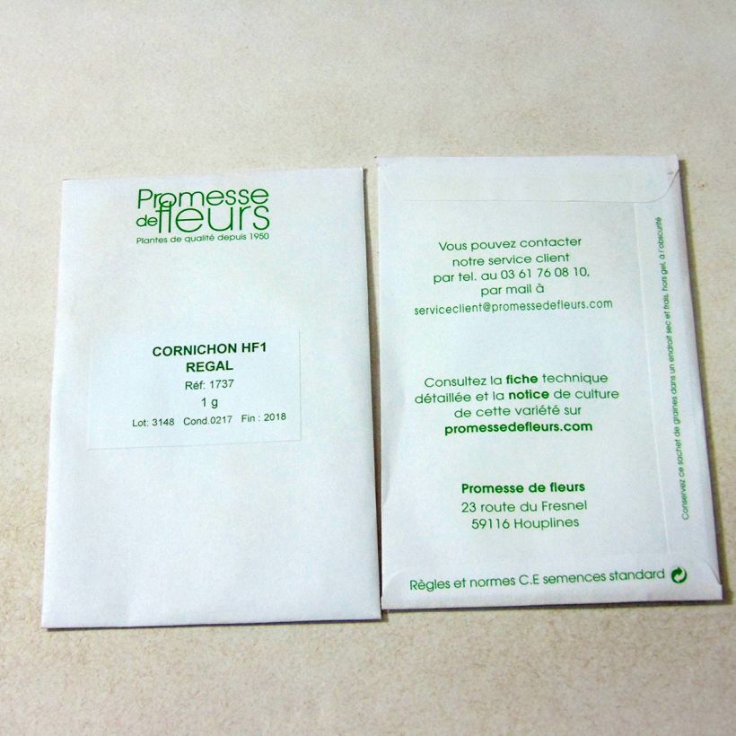 Exemplo de amostra de Cornichon Regal F1 per pack of 25 seeds (1g) tal como entregue