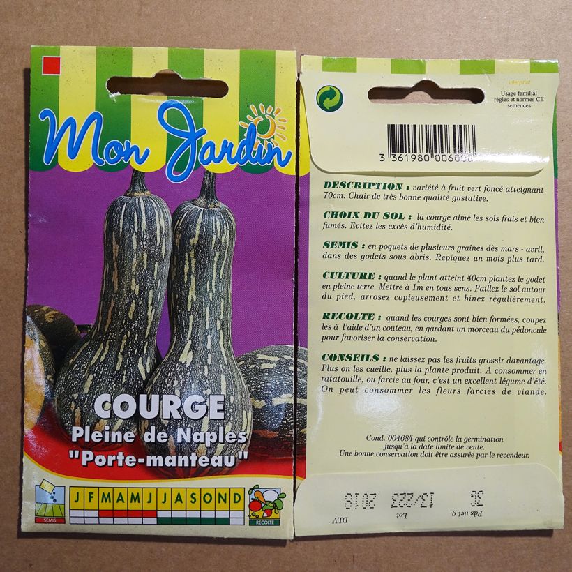 Exemplo de amostra de Courge Pleine de Naples - Lunga di Napoli per pack of 15 seeds (2g) tal como entregue