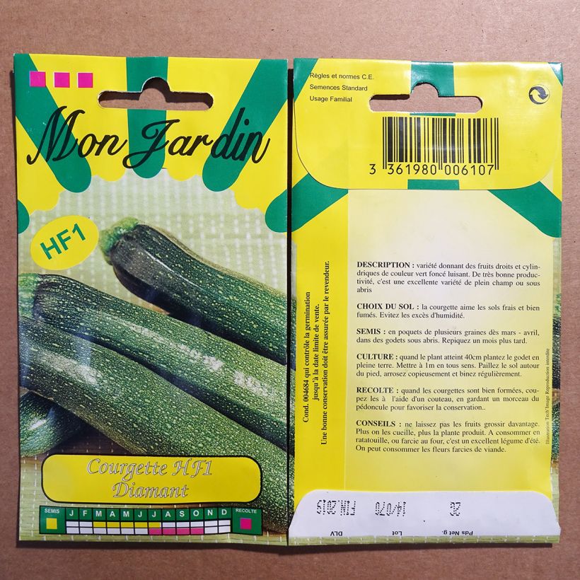Exemplo de amostra de Courgette Diamant F1 per pack of 20 seeds (2g) tal como entregue