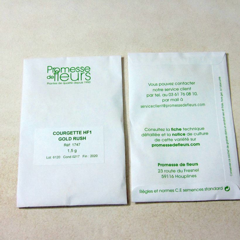 Exemplo de amostra de Courgette Gold Rush F1 per pack of 10 seeds (1,5g) tal como entregue