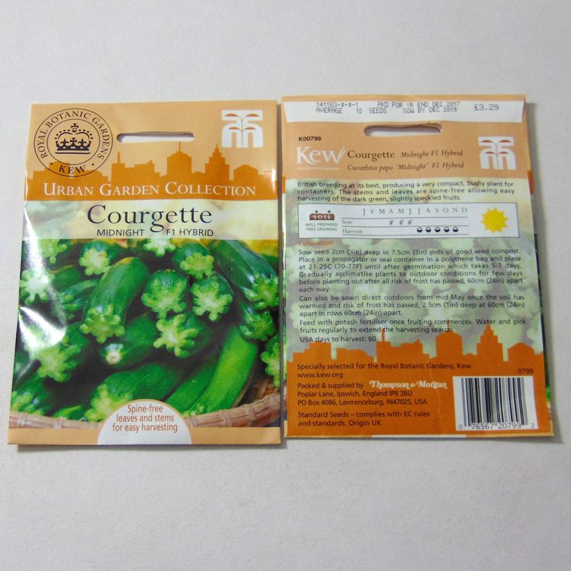 Exemplo de amostra de Courgette Midnight F1  per pack of 10 seeds tal como entregue