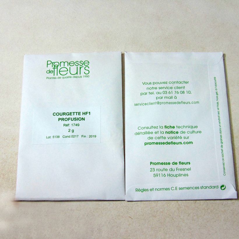 Exemplo de amostra de Courgette Profusion F1 - Cucurbita pepo die Tüte mit 15 Samen (2g) tal como entregue