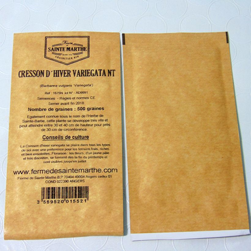 Exemplo de amostra de Cresson d'Hiver Variegata NT - Ferme de Sainte Marthe die Tüte mit 500 Samen tal como entregue