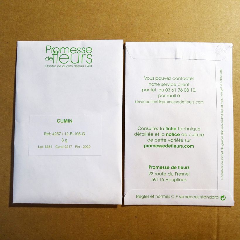 Exemplo de amostra de Cumin - Cuminum Cyminum per pack of 750 seeds (3g) tal como entregue