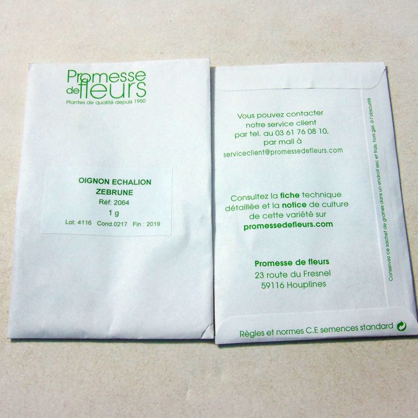 Exemplo de amostra de Echalion Zebrune (Oignon x Echalote) per pack of 250 seeds (1g) tal como entregue