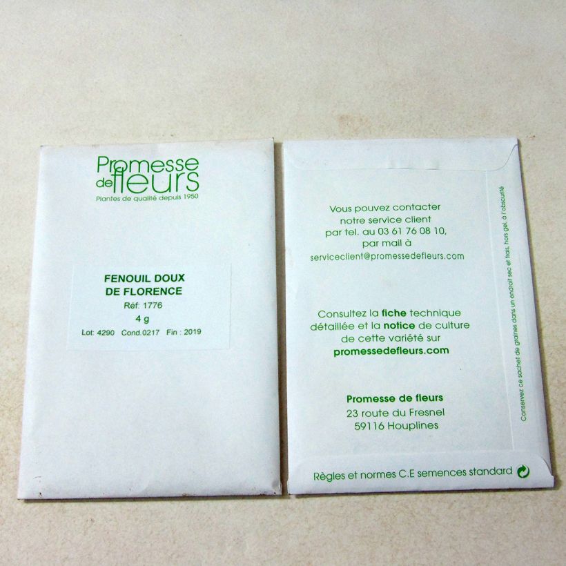Exemplo de amostra de Fenouil doux de Florence per pack of 700 seeds (4g) tal como entregue