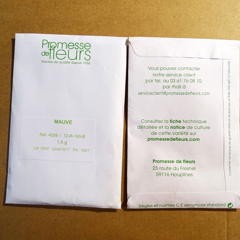 Exemplo de amostra de Graines de Malva sylvestris - Grande Mauve, Mauve des bois o saco de 450 sementes aproximadamente (1,5g) tal como entregue