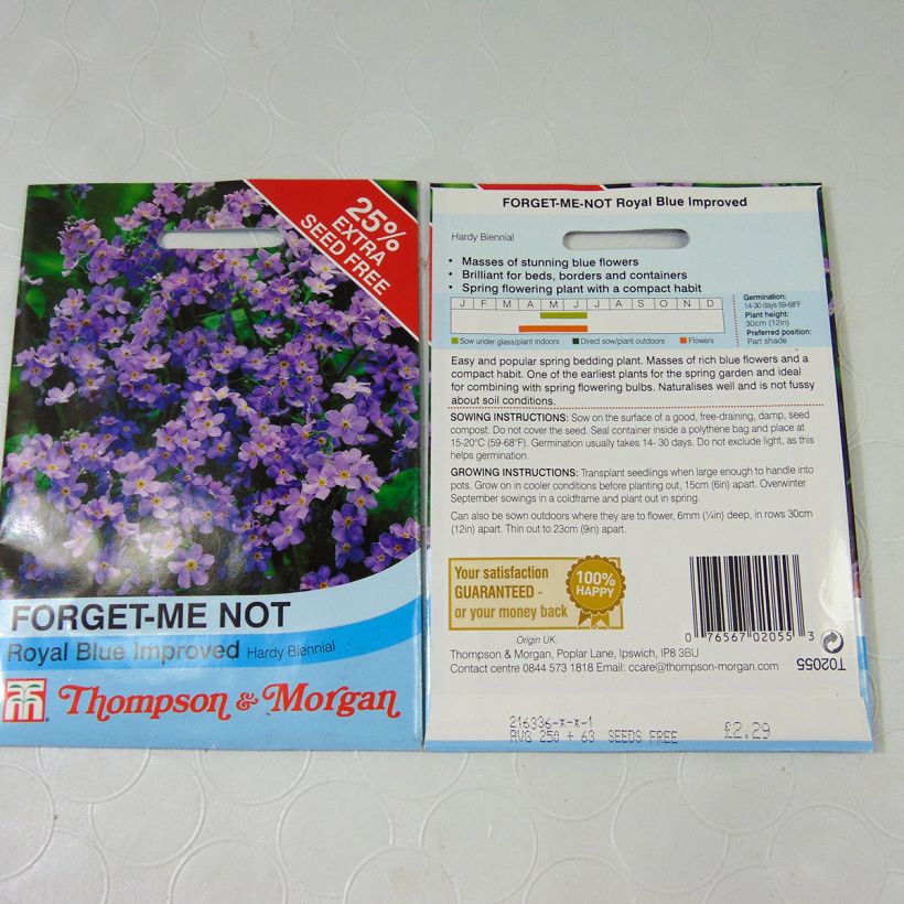 Exemplo de amostra de Graines de Myosotis Royal Blue Forget-me-not per pack of 550 seeds (0,4g) tal como entregue