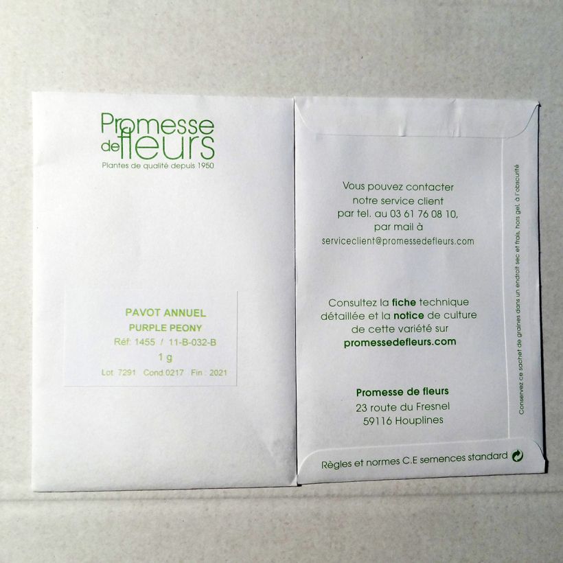 Exemplo de amostra de Papaver somniferum Purple Peony em sementes o saco de 2550 sementes aproximadamente (1g) tal como entregue