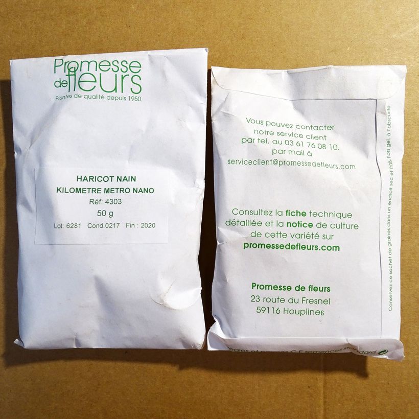 Exemplo de amostra de Haricot Kilomètre (Kouseband) nain - Metro nano die Tüte mit 300 Samen (50g) tal como entregue