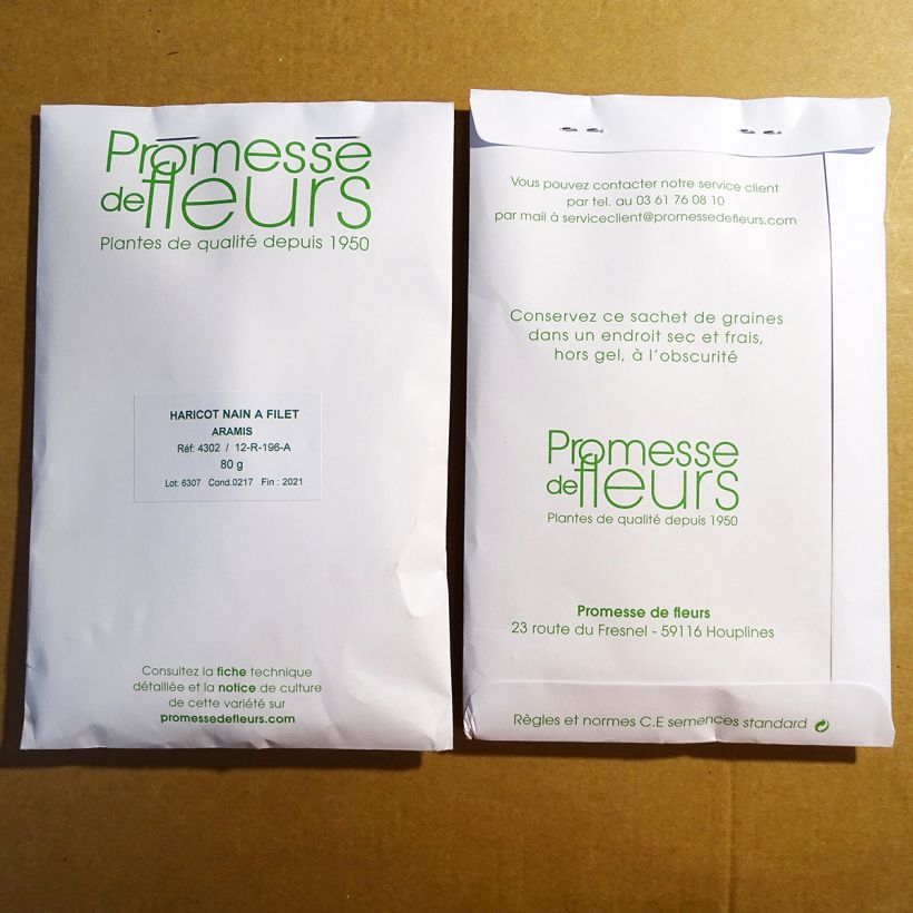 Exemplo de amostra de Haricot nain Aramis sans fil die Tüte mit Samen von 80 Gramm tal como entregue