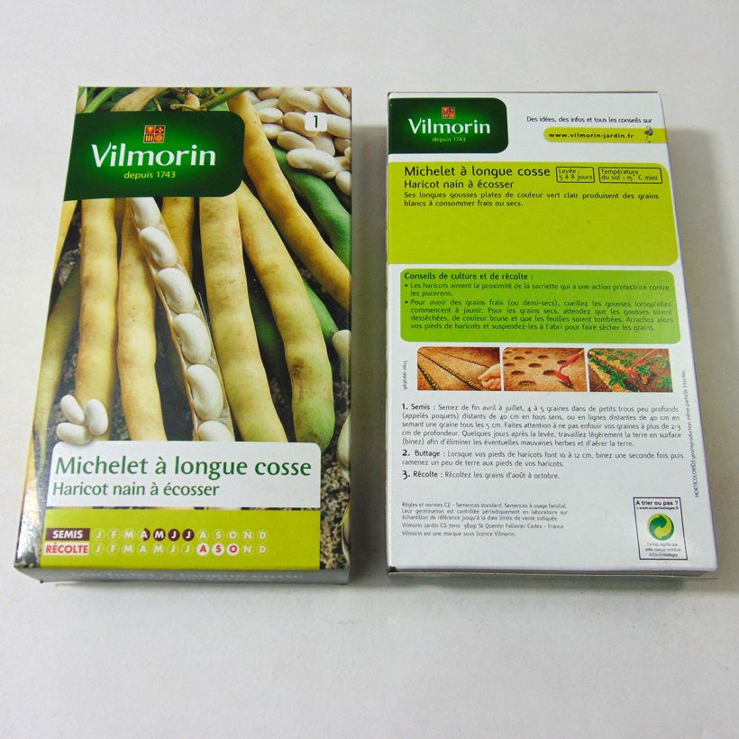 Exemplo de amostra de Haricot nain à écosser Michelet à longue cosse - Vilmorin die Tüte mit 400 Samen (200g) tal como entregue