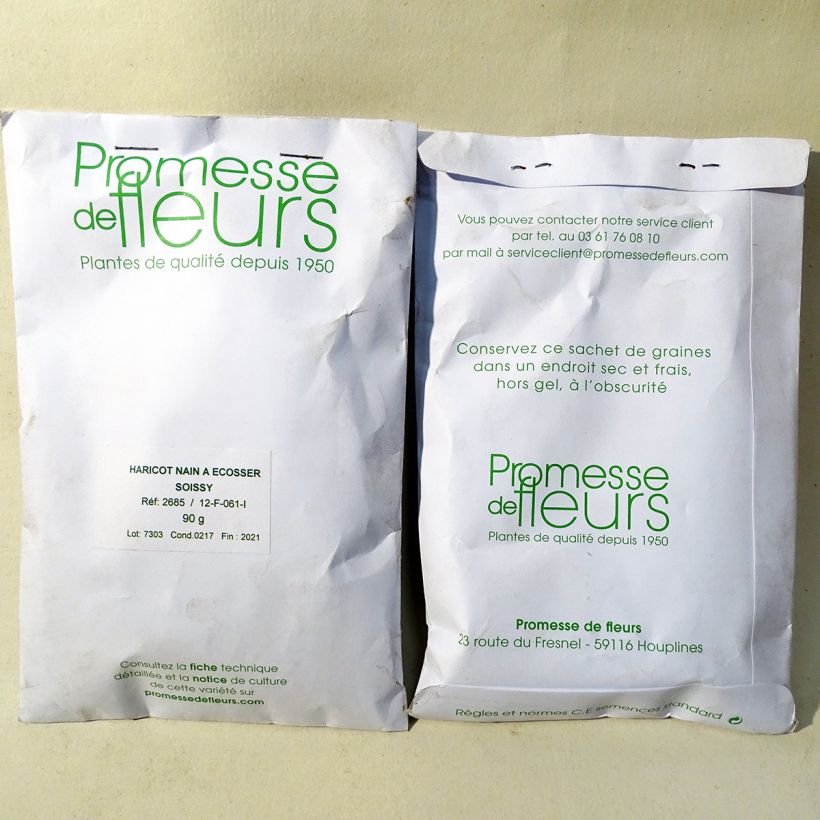 Exemplo de amostra de Haricot nain à écosser Soissy die Tüte mit 250 Samen (90g) tal como entregue