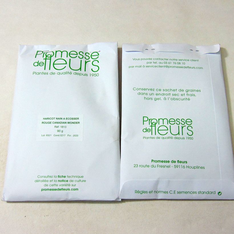 Exemplo de amostra de Haricot nain à écosser rouge Canadian Wonder per pack of 150 seeds (90g) tal como entregue