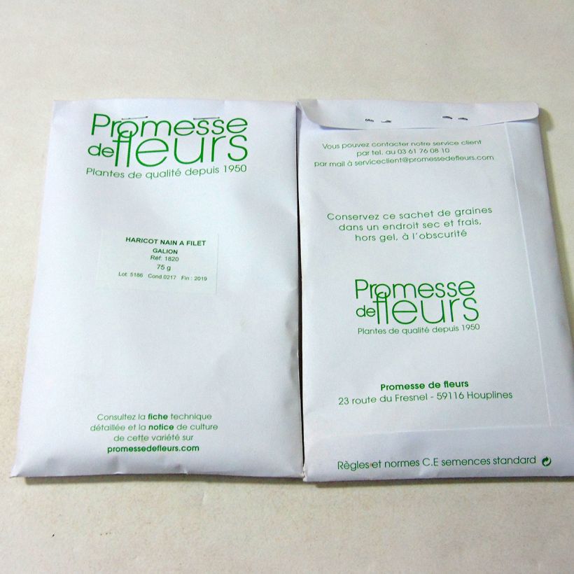 Exemplo de amostra de Haricot nain à filet Galion die Tüte mit 200 Samen (75g) tal como entregue