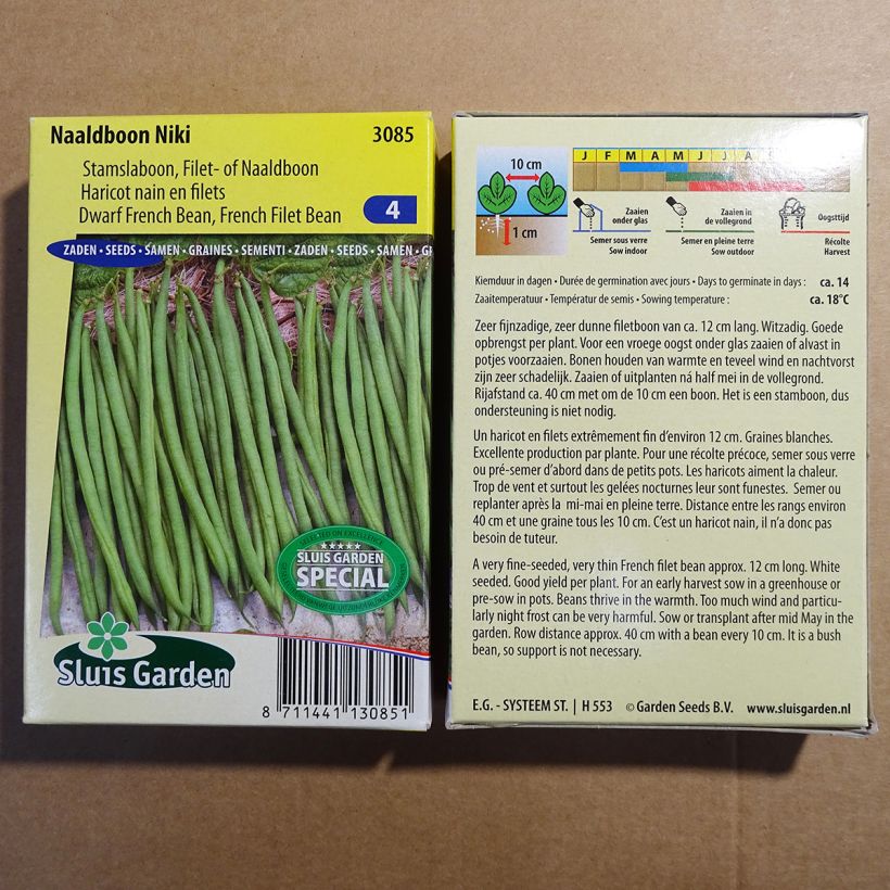 Exemplo de amostra de Haricot nain à filet Niki die Tüte mit 150 Samen (75g) tal como entregue