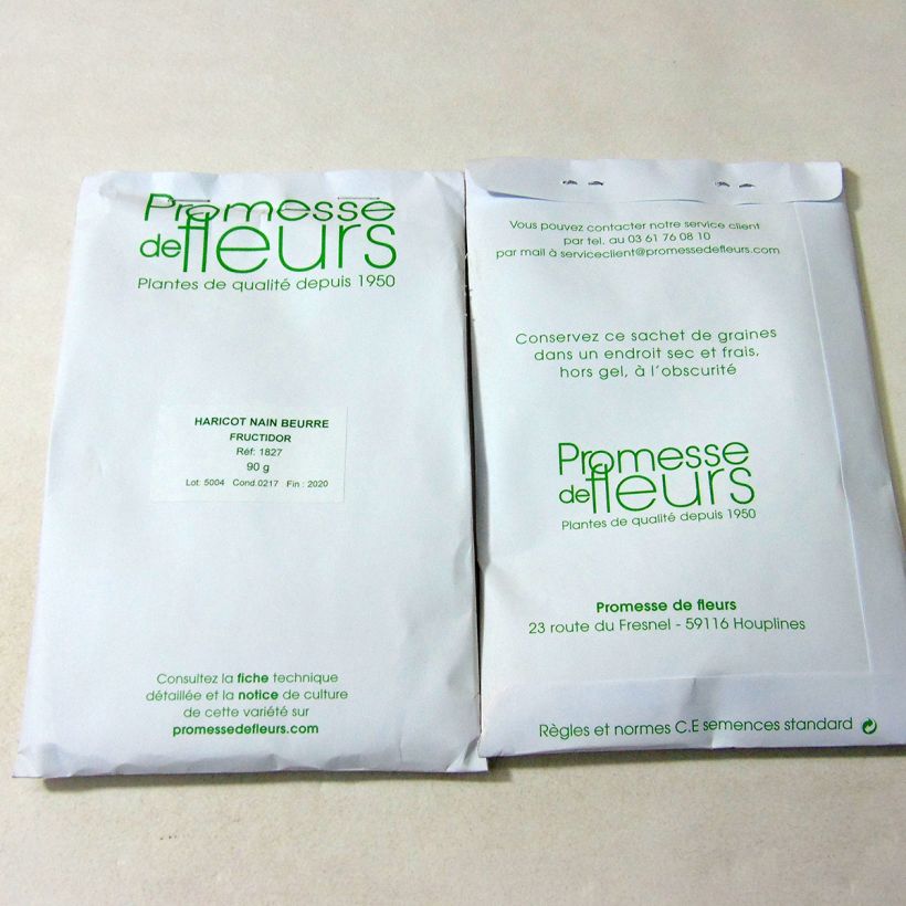 Exemplo de amostra de Haricot nain mangetout beurre Fructidor o saco de 150 sementes aproximadamente (90g) tal como entregue