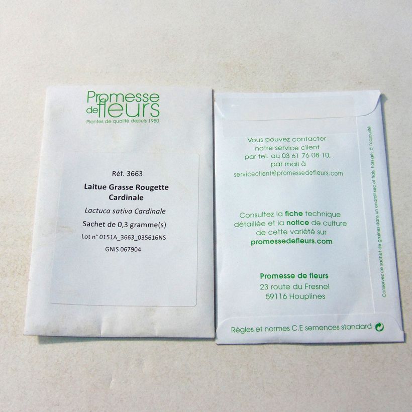 Exemplo de amostra de Alface Gorda Rougette Cardinale o saco de 40 sementes aproximadamente tal como entregue