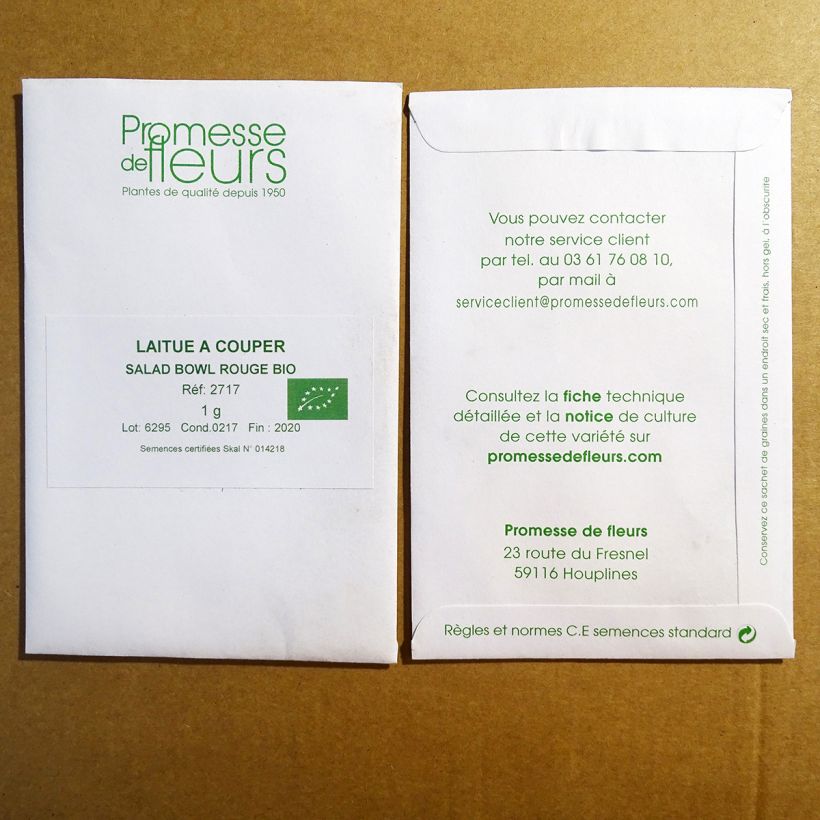Exemplo de amostra de Laitue à couper Red Salad Bowl Bio o saco de 850 sementes aproximadamente (1g) tal como entregue