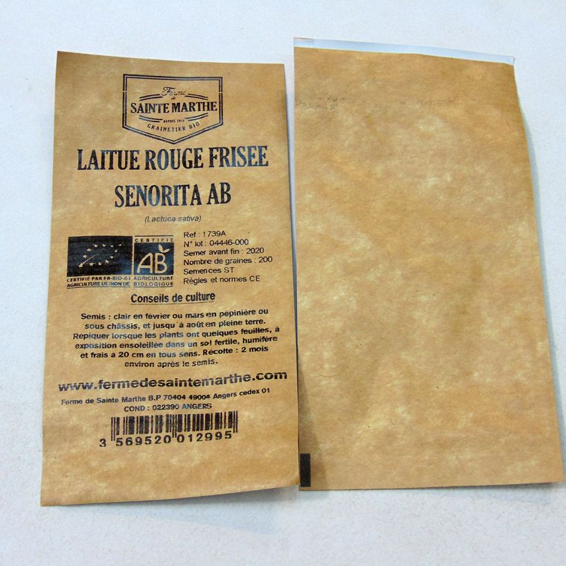 Exemplo de amostra de Laitue à couper Senorita Bio - Ferme de Sainte Marthe per pack of 200 seeds tal como entregue