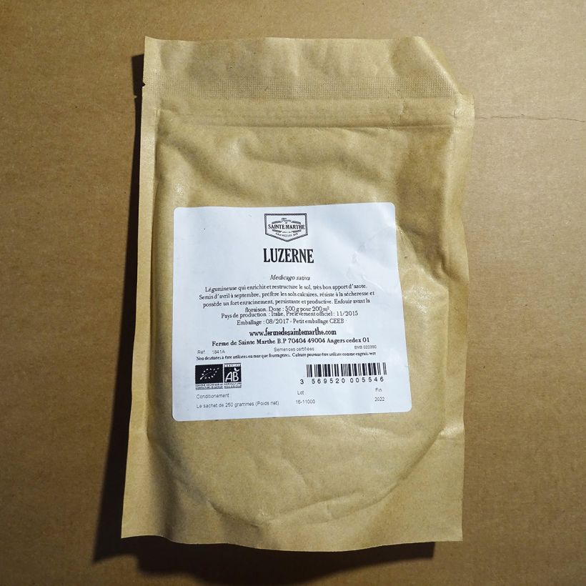 Exemplo de amostra de Luzerne Bio - Engrais vert per pack of 500 seeds (1g) tal como entregue