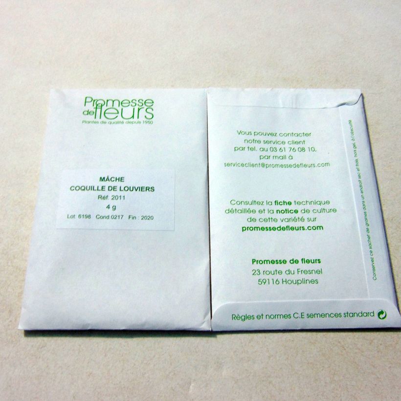 Exemplo de amostra de Mâche Coquille de Louviers o saco de 3000 sementes aproximadamente (4g) tal como entregue