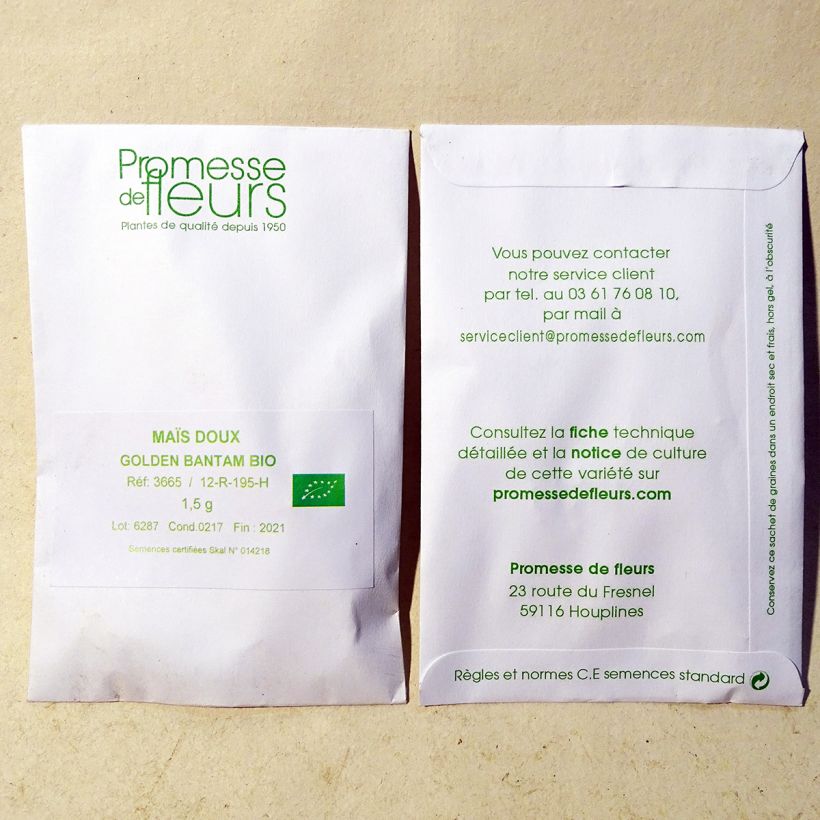 Exemplo de amostra de Maïs doux Golden Bantam Bio die Tüte mit 20 ? 30 Samen (5g) tal como entregue